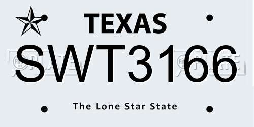 SWT3166 Texas License Plate
