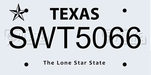 SWT5066 Texas License Plate