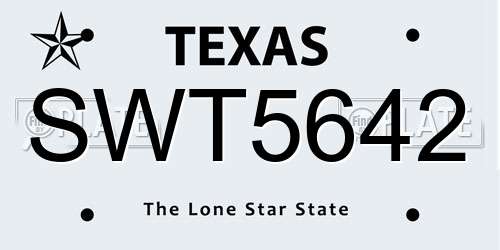 SWT5642 Texas License Plate
