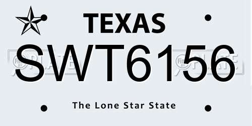 SWT6156 Texas License Plate