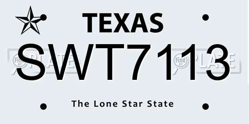 SWT7113 Texas License Plate