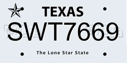 SWT7669 Texas License Plate