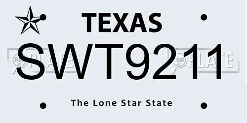 SWT9211 Texas License Plate