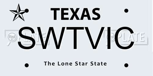 SWTVIC Texas License Plate
