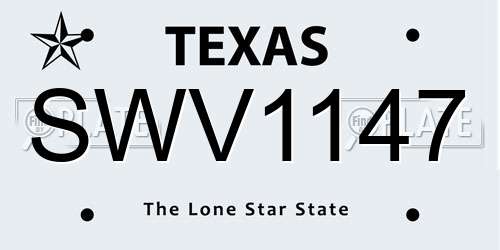 SWV1147 Texas License Plate