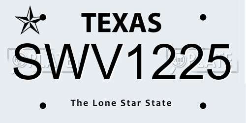 SWV1225 Texas License Plate