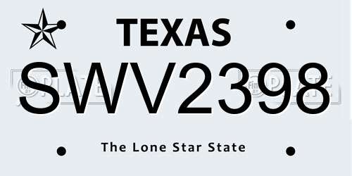 SWV2398 Texas License Plate