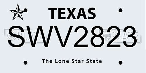 SWV2823 Texas License Plate
