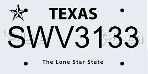 SWV3133 Texas License Plate