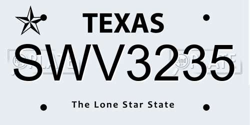 SWV3235 Texas License Plate