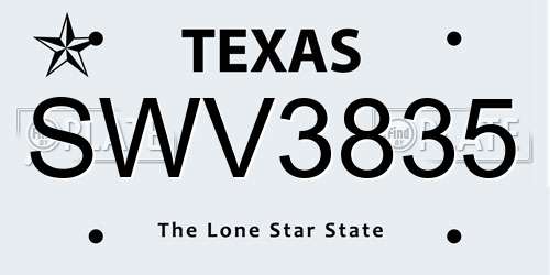 SWV3835 Texas License Plate