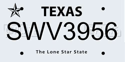 SWV3956 Texas License Plate