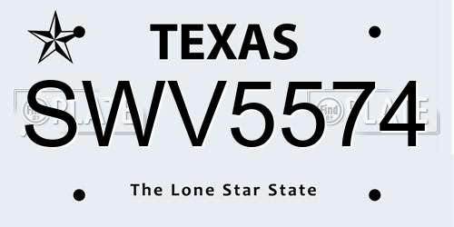 SWV5574 Texas License Plate