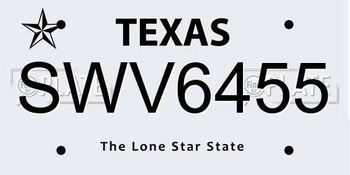 SWV6455 Texas License Plate