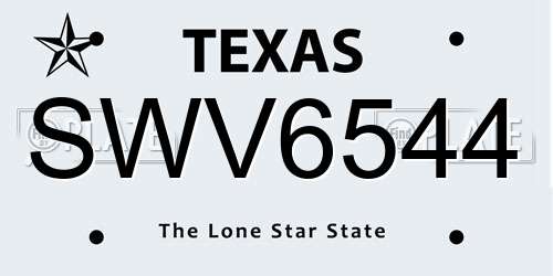 SWV6544 Texas License Plate