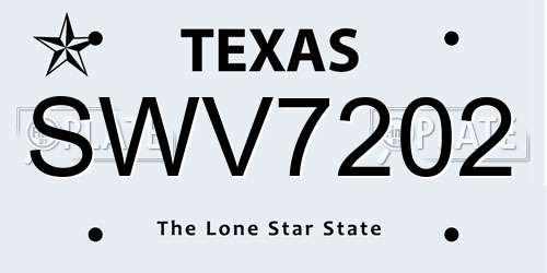 SWV7202 Texas License Plate