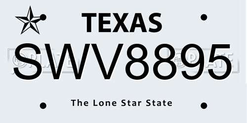 SWV8895 Texas License Plate
