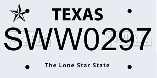 SWW0297 Texas License Plate