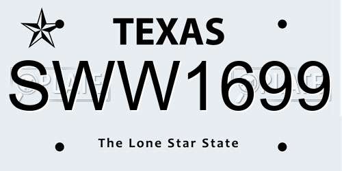 SWW1699 Texas License Plate