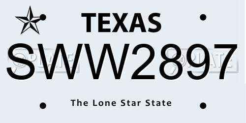 SWW2897 Texas License Plate