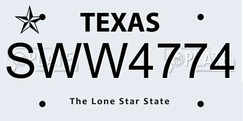 SWW4774 Texas License Plate