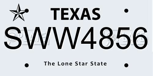 SWW4856 Texas License Plate