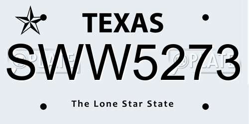 SWW5273 Texas License Plate