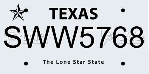SWW5768 Texas License Plate