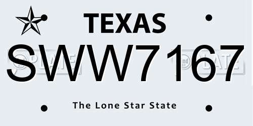 SWW7167 Texas License Plate