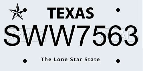 SWW7563 Texas License Plate
