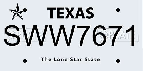 SWW7671 Texas License Plate