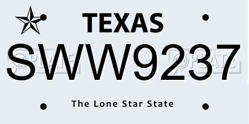 SWW9237 Texas License Plate