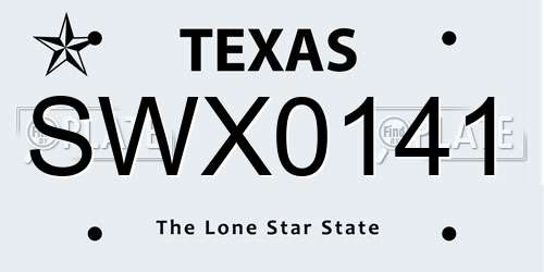 SWX0141 Texas License Plate