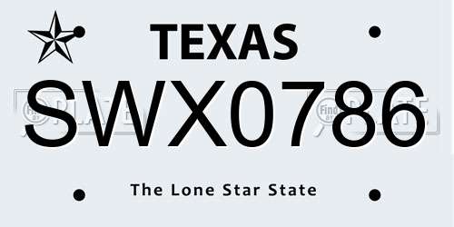 SWX0786 Texas License Plate