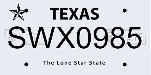 SWX0985 Texas License Plate