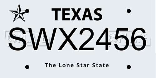 SWX2456 Texas License Plate