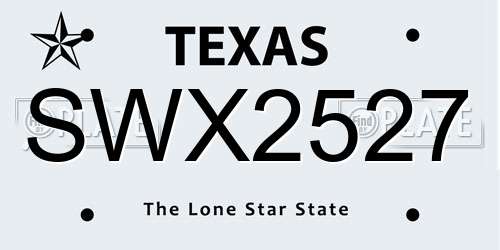 SWX2527 Texas License Plate
