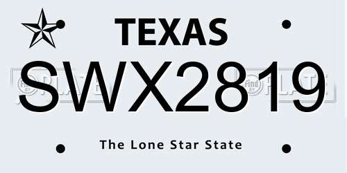 SWX2819 Texas License Plate