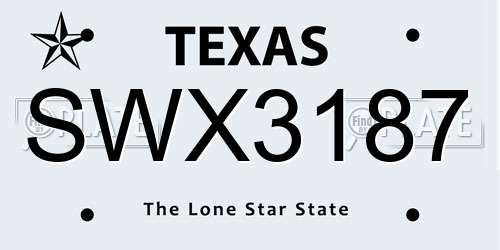 SWX3187 Texas License Plate