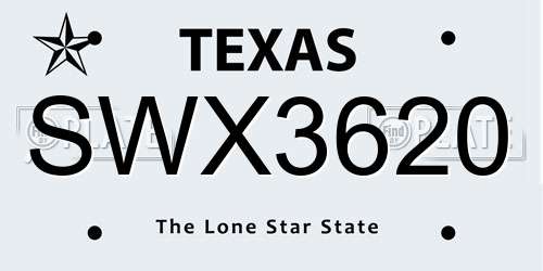 SWX3620 Texas License Plate