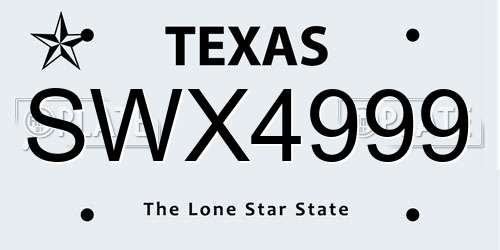 SWX4999 Texas License Plate