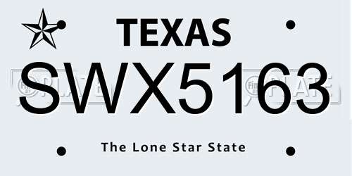 SWX5163 Texas License Plate