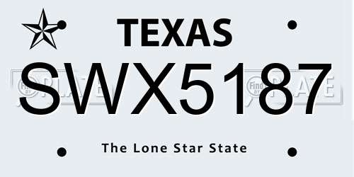 SWX5187 Texas License Plate