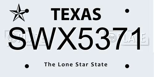 SWX5371 Texas License Plate