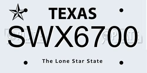 SWX6700 Texas License Plate