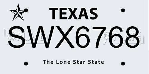SWX6768 Texas License Plate