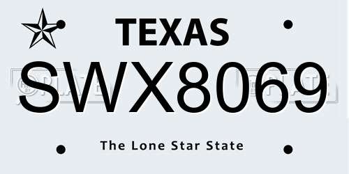 SWX8069 Texas License Plate