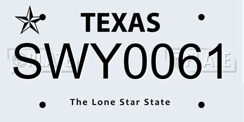 SWY0061 Texas License Plate