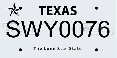SWY0076 Texas License Plate