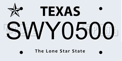 SWY0500 Texas License Plate